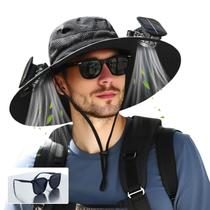Chapéu de ventilador recarregável solar/USB HoolAxify Wide Brim Chapéu de ventilador recarregável solar/USB HoolAxify Wide Brim