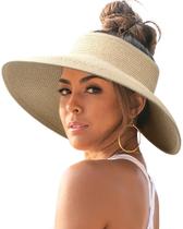 Chapéu de Viseira Solar FURTALK para Mulheres - Aba Larga Bege Chapéu de Viseira Solar FURTALK para Mulheres - Aba Larga Bege