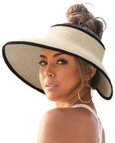 Chapéu de viseira solar FURTALK para mulheres de aba larga Straw UV UPF