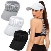 Chapéu de viseira solar Syhood em tecido tricotado para mulheres (3 peças)