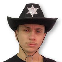 Chapéu de Xerife Adulto Preto com Estrela para Fantasias Chapéu de Xerife Adulto Preto com Estrela para Fantasias