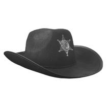 Chapéu de Xerife Preto com Estrela para Fantasias