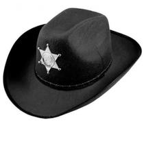 Chapéu de Xerife Preto Fantasia Cowboy Faroeste