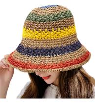 Chapéu Dobrável Maleável Colorido Fashion Bucket De Croche