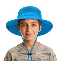 Chapéu Durio Kids Outdoor Sun Hat UPF50+, aba larga, azul celeste