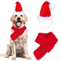 Chapéu e cachecol de Papai Noel para cães de Natal GOYOSWA para cães (L)