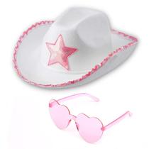 Chapéu e óculos de cowboy brancos incríveis Chapéu de cowgirl formal com estrela Chapéu de cowboy brilhante Roupa de cowgirl e acessórios para mulheres e meninas Chapéu e óculos de cowboy brancos incríveis Chapéu de cowgirl formal com estrela Chapéu de cowboy brilhante Roupa de cowgirl e acessórios para mulheres e meninas