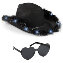 Chapéu e óculos de cowboy Funcredible Black Light Up para meninas Chapéu e óculos de cowboy Funcredible Black Light Up para meninas