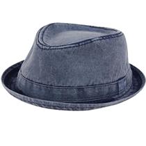 Chapéu EPOCH Fedora lavado em algodão azul marinho, grande, GG