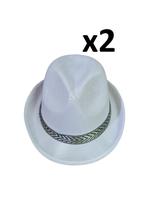 Chapéu estilo Malandro Branco de tecido aba curta- Kit 2un