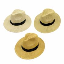 Chapéu Estilo Panamá Palha Shantung Faixa Preta Chapelaria Vintage Chapéu Estilo Panamá Palha Shantung Faixa Preta Chapelaria Vintage