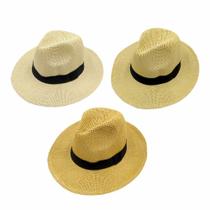 Chapéu Estilo Panamá Palha Shantung Faixa Preta Chapelaria Vintage Chapéu Estilo Panamá Palha Shantung Faixa Preta Chapelaria Vintage