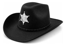Chapeú Estrela Sheriff Fantasia Country Festa Junina Adulto Preto Un