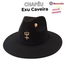 Chapeu Exu Caveira com Tridente Preto em Feltro Umbanda - Macumbis