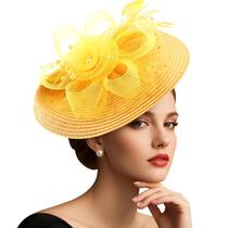 Chapéu Fascinator DRESHOW Flower Mesh Feathers para mulheres Chapéu Fascinator DRESHOW Flower Mesh Feathers para mulheres