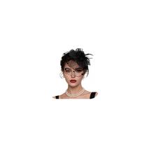 Chapéu fascinator REVOLIA vintage com véu de tule floral preto Chapéu fascinator REVOLIA vintage com véu de tule floral preto