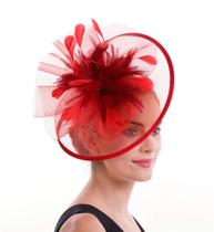 Chapéu Fascinator SAFERIN Butterfly Kentucky Derby Vermelho