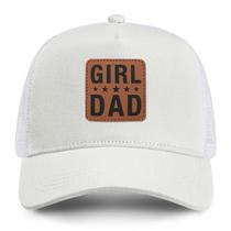 Chapéu Father Dad Trucker Black Leather Patch, presente para menina