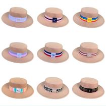 Chapéu Fedora Bege com Faixa Personalizada Listrada