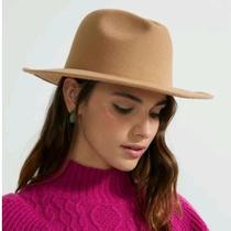Chapéu Fedora Bege de Feltro com Regulagem Unissex Chapéu Fedora Bege de Feltro com Regulagem Unissex