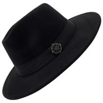 Chapéu Fedora Clássico Em Feltro Com Pingente Aba 7Cm