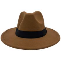 Chapéu Fedora Clássico Preto Em Feltro Com Pingente Aba 7Cm - Empório do Rio