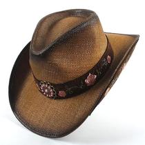 Chapéu Fedora Cowboy de Couro Genuíno Wokex - Estilo Gentleman