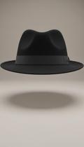 Chapéu Fedora Feltro Aba Mini 4cm Preto Pingente Chapéu Fedora Feltro Aba Mini 4cm Preto Pingente
