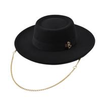 Chapéu Fedora Feminino Elegante De Feltro Com Letra RB Em Metal Para Outono Inverno, Derby,