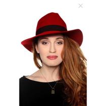 Chapéu Fedora Floppy Vermelho com Aba Ondulada Unissex