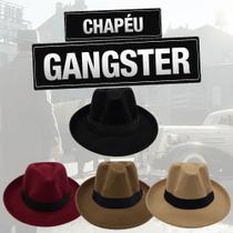 Chapéu Fedora Gangster Feltro Aba 5,5 Cm Fino Acabamento
