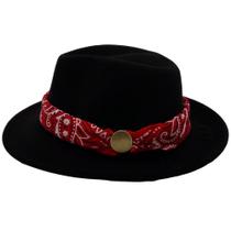 Chapéu Fedora Gangster Feltro + Bandana Removível Ajustável