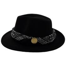 Chapéu Fedora Gangster Feltro + Bandana Removível Ajustável