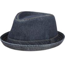 Chapéu Fedora masculino EPOCH lavado de algodão azul grande GG