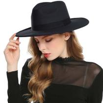 Chapéu Fedora Preto Unissex Feltro Chapéu Fedora Preto Unissex Feltro