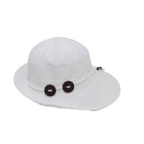 Chapéu Feminino Branco Com Trama Aberta Madeira