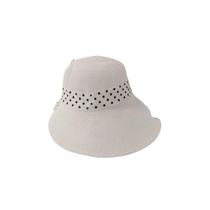 Chapéu Feminino Branco Palha de Bolinha com Laço