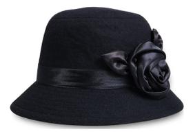Chapéu Feminino Clochê De Feltro Com Flor Várias Cores