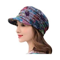 Chapéu Feminino De Outono Inverno Com Estampa Floral, Dobrável, Com Aba Curta E Protetor De Orelha,