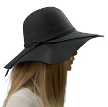 Chapéu feminino floppy de feltro aba grande Tamanho único