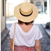 Chapéu Feminino Paris Palha Luxo Aba Media Moda