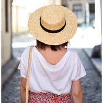 Chapéu Feminino Paris Palha Luxo Aba Media Moda