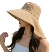 Chapéu Feminino Praia Bege Aba Longa Proteção UV50+ Chapéu Feminino Praia Bege Aba Longa Proteção UV50+
