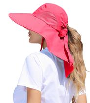 Chapéu feminino SENWAI com proteção UV, aba larga, vermelho melancia