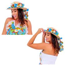 Chapéu Festa Junina Caipira Feminino de Palha Decorado Tecido Estampado Caipirinha Quadrilha São João Arraiá Quermesse Chapéu Festa Junina Caipira Feminino de Palha Decorado Tecido Estampado Caipirinha Quadrilha São João Arraiá Quermesse