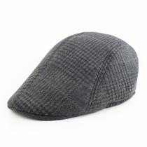 Chapéu Flat Cap Newsboy Gatsby Ivy, mistura de lã xadrez para homens