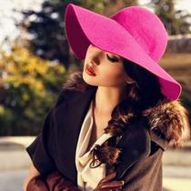 Chapéu Floppy Feminino Rosa Rosé Aba Grande Ondulada Chapéu Floppy Feminino Rosa Rosé Aba Grande Ondulada