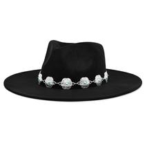 Chapéu FLUFFY SENSE de aba larga de feltro Rancher Fedora preto Chapéu FLUFFY SENSE de aba larga de feltro Rancher Fedora preto