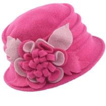 Chapéu Forbusite Vintage Feminino, Vestido de Lã Floral, Cloche