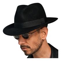 Chapéu Gangster Fedora De Feltro Aba 5,5 Cm Fino Acabamento